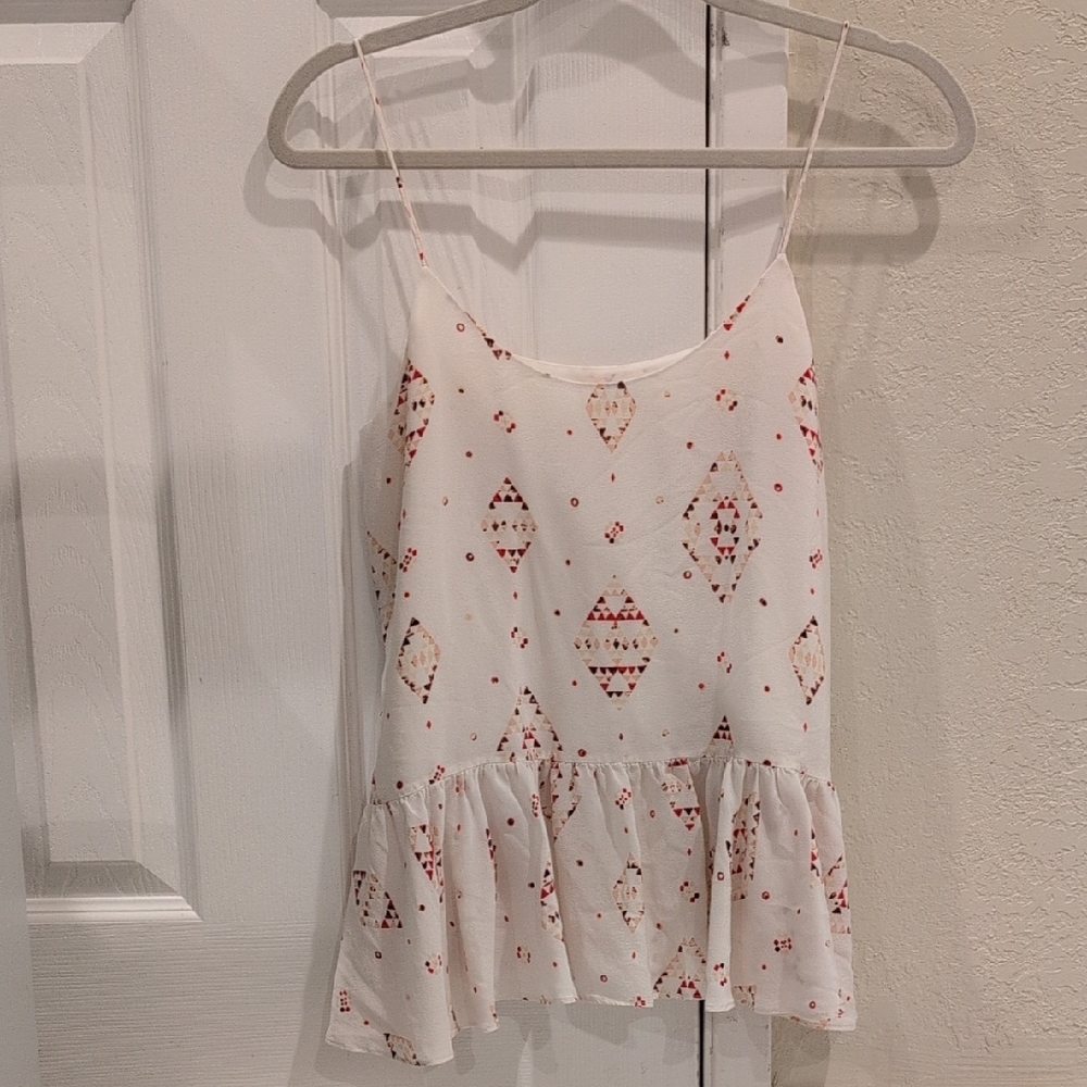 Club Monaco Cream and Red Patterned Camisole